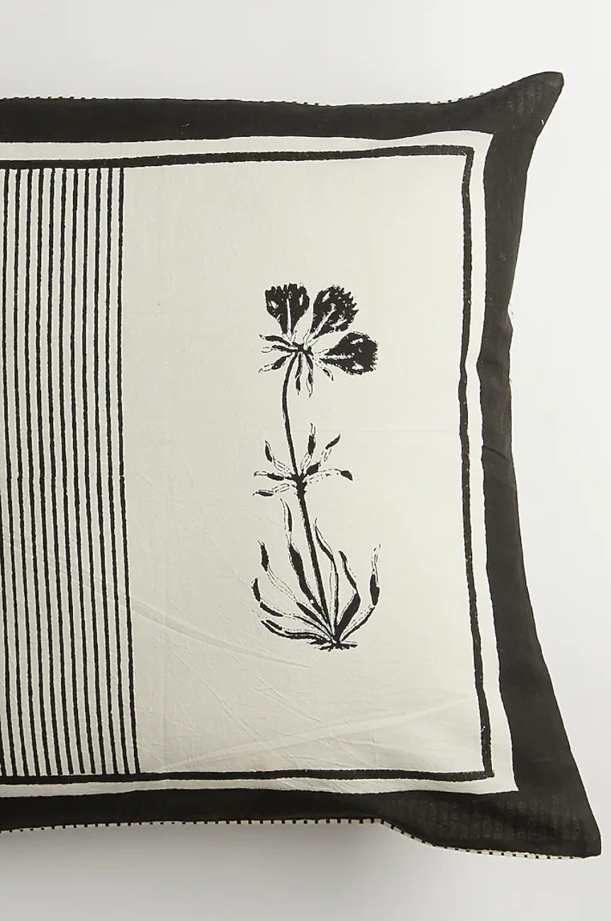 Black & White Cotton Hand Block Printed Cushion Covers (Set Of 2)