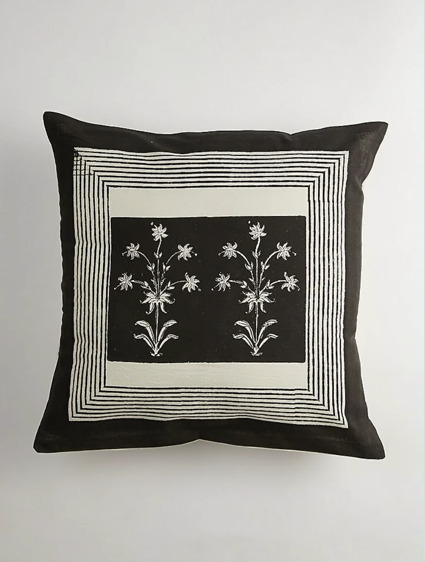 Black & White Floral Printed Cushion Covers (Set of 2)