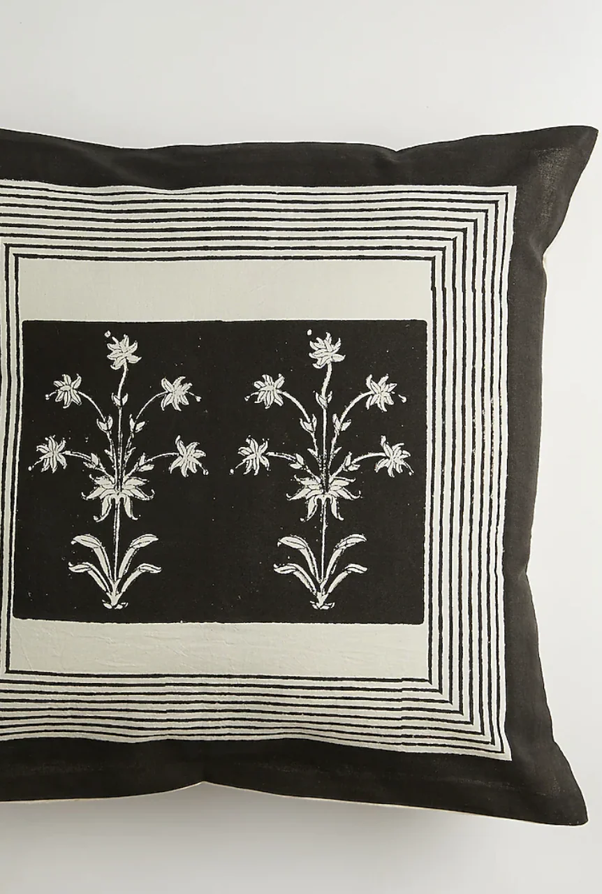 Black & White Floral Printed Cushion Covers (Set of 2) - Image 2