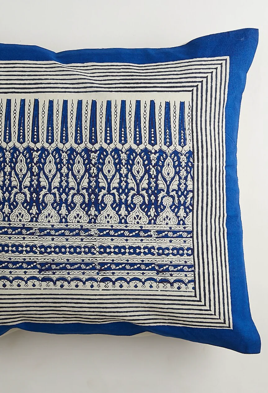 Blue & White Cotton Floral Printed Cushion Covers (Set Of 2)