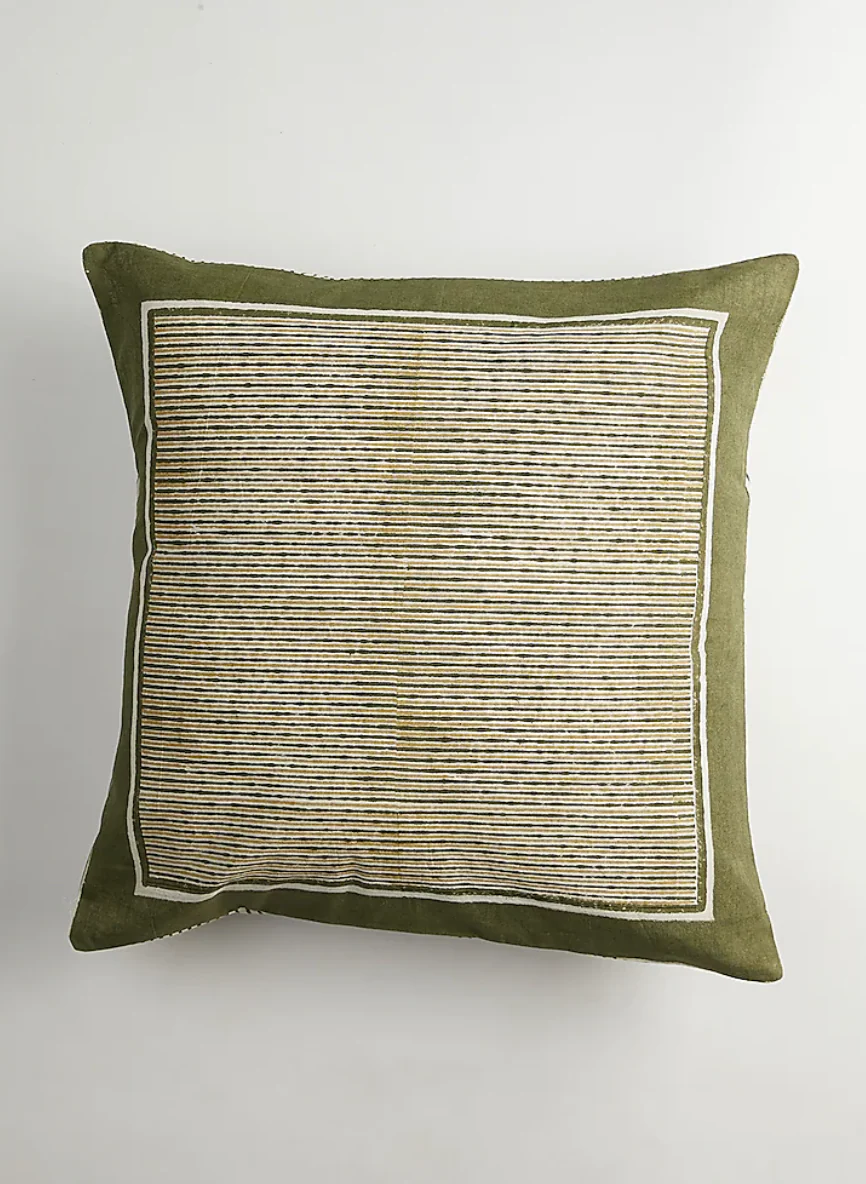 Green & White Geometric Motifs Printed Cushion Covers (Set of 2) - Image 2
