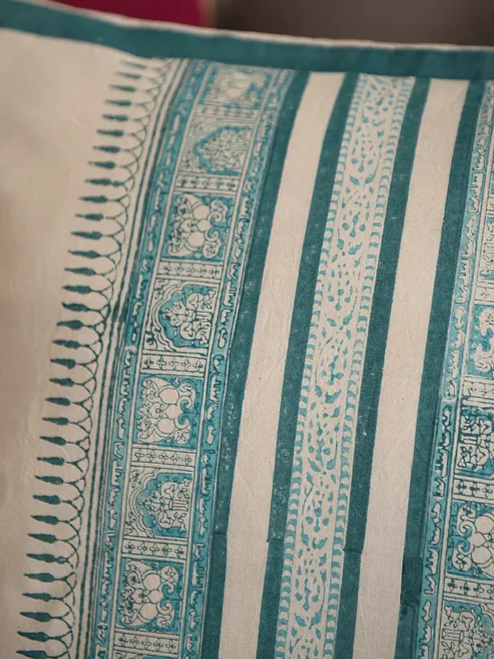 Turquoise Block Print Cushion Covers (Set of 2) - Image 3