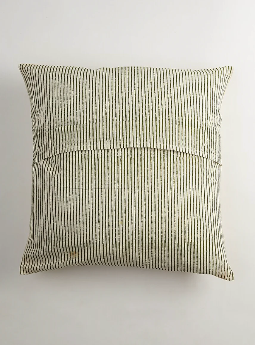 Yellow & White Hand Block Printed Cushion Covers (Set of 2) - Image 3